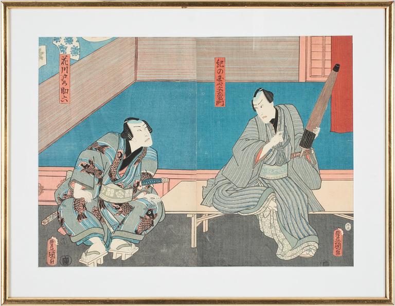 UTAGAWA KUNISADA KOCHORO, TOYOKUNI III, träsnitt, 2 st,