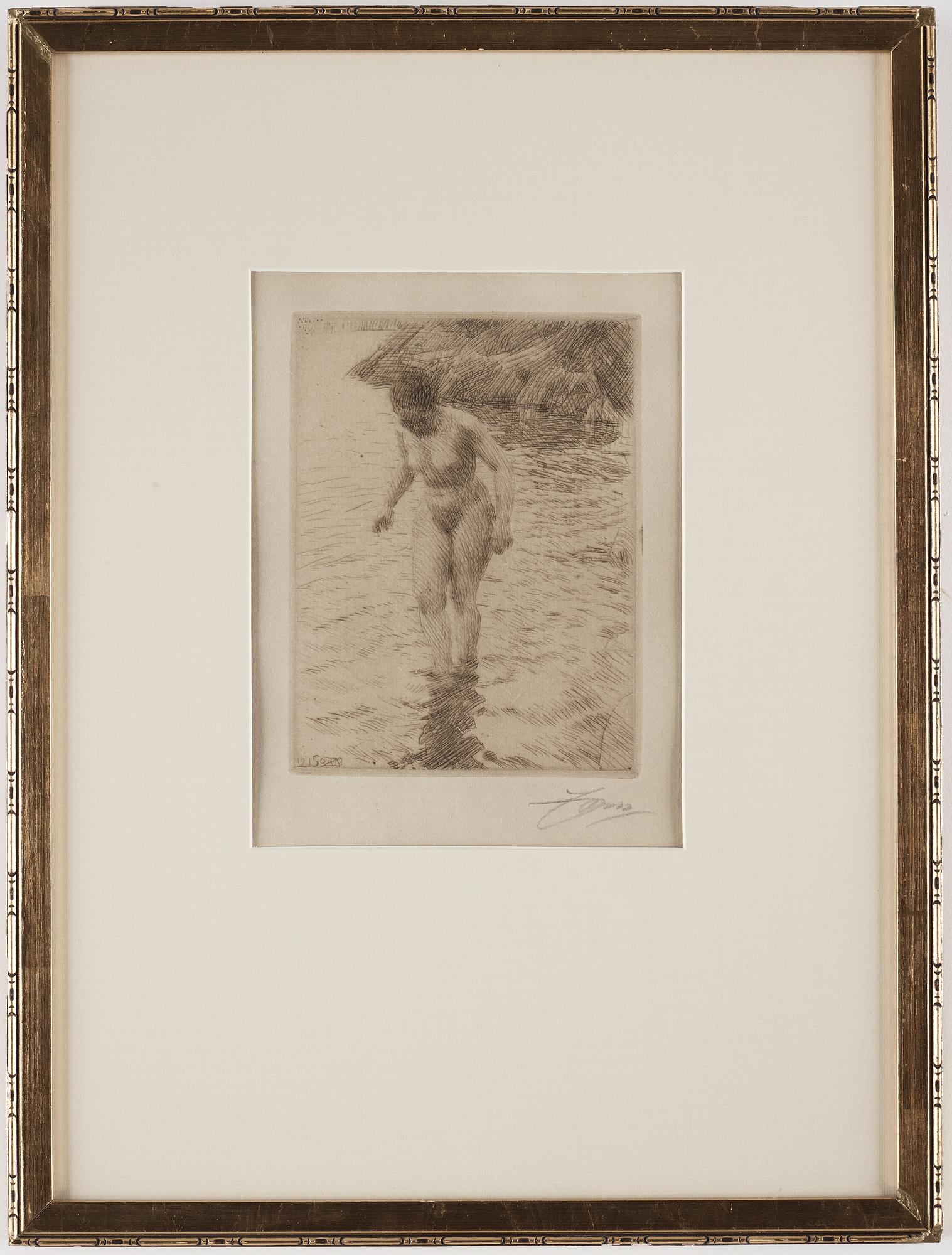 ANDERS ZORN, etsning, signerad Zorn med blyerts och daterad 1915 i plåten. "Dalarö".