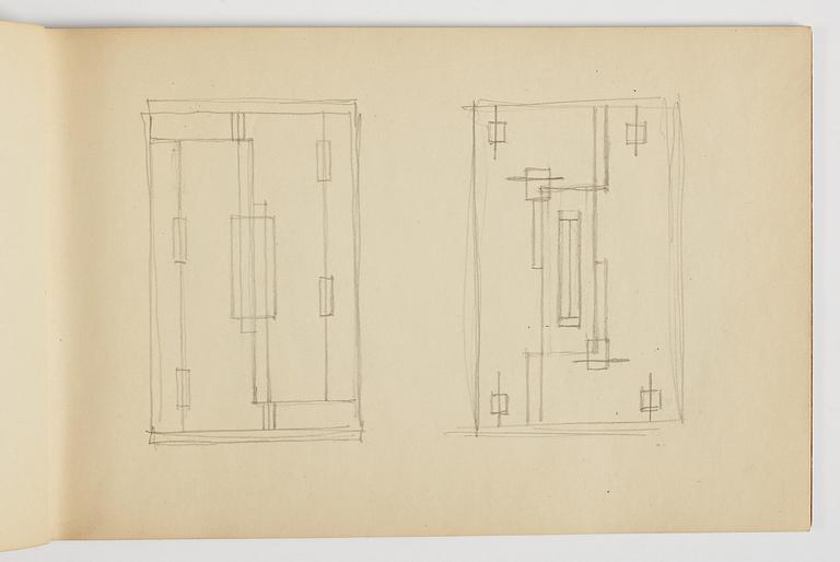 GÖSTA ADRIAN-NILSSON, skissblock, 1920/30-tal, av konstnären egenhändigt inskriberad GAN med blå färgpenna på pärmen.