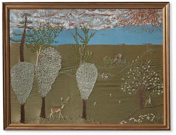 Anna Casparsson, an embroidered picture, ca 61 x 82 cm (with the frame ca 68 x 88,5 cm).