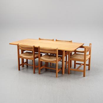 Børge Mogensen, dining table, 4 chairs + 1 armchair with rope seats, "Asserbo", Company Karl Andersson & sons.