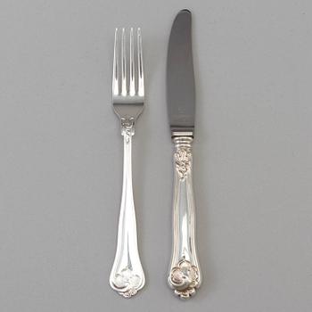 12 pieces of silver cutlery, Cohr Denmark, second half of the 20th century. Swedish importmarks. Weight ca 405 grams.