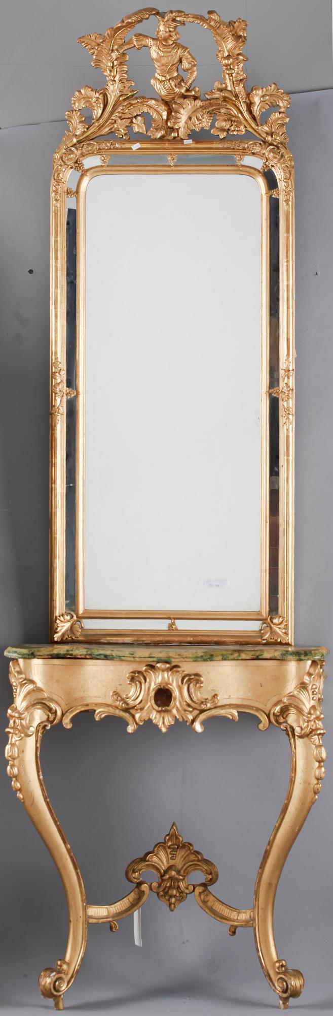 SPEGEL MED KONSOLBORD. Nyrokoko, 1800-talets andra hälft.