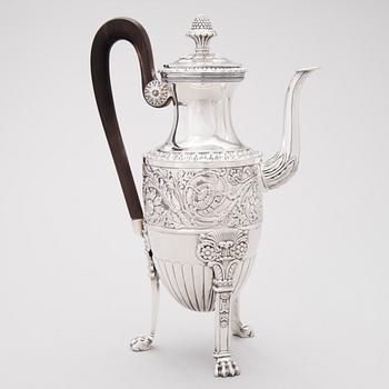 KAFFEKANNA, silver, empire, Adolf Zethelius, Stockholm 1831.