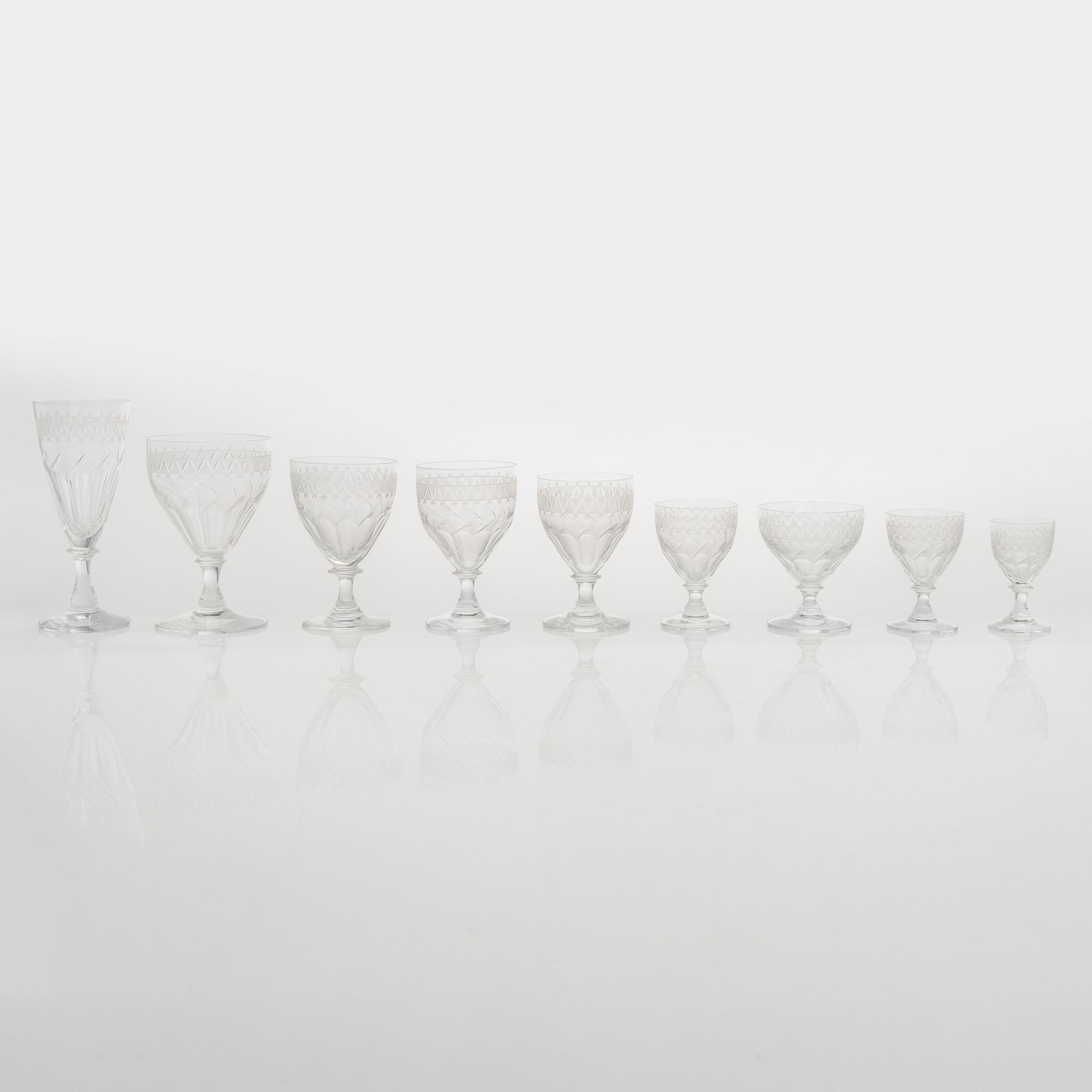 A 144-piece glassware set, limited production for Riihimäen Lasi, 1950s/60s.