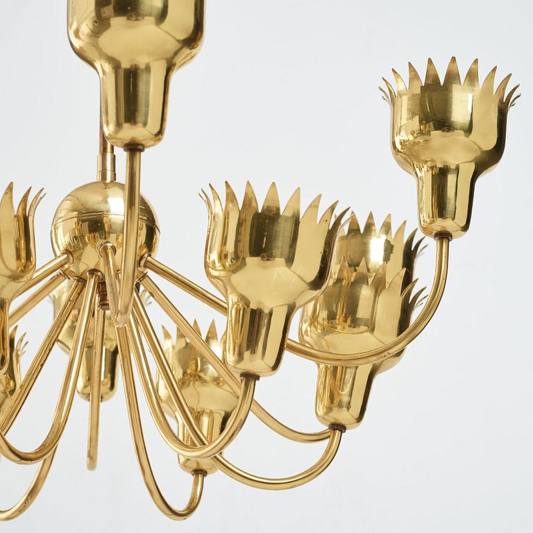 Hans Bergström, a "Beehive", brass chandelier, Atleljé Lyktan, Sweden 1940's.