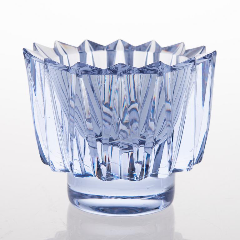 AIMO OKKOLIN, kristallimalja, "Kruunu" signeerattu, Aino Okkolin, Riihimäen lasi Oy.