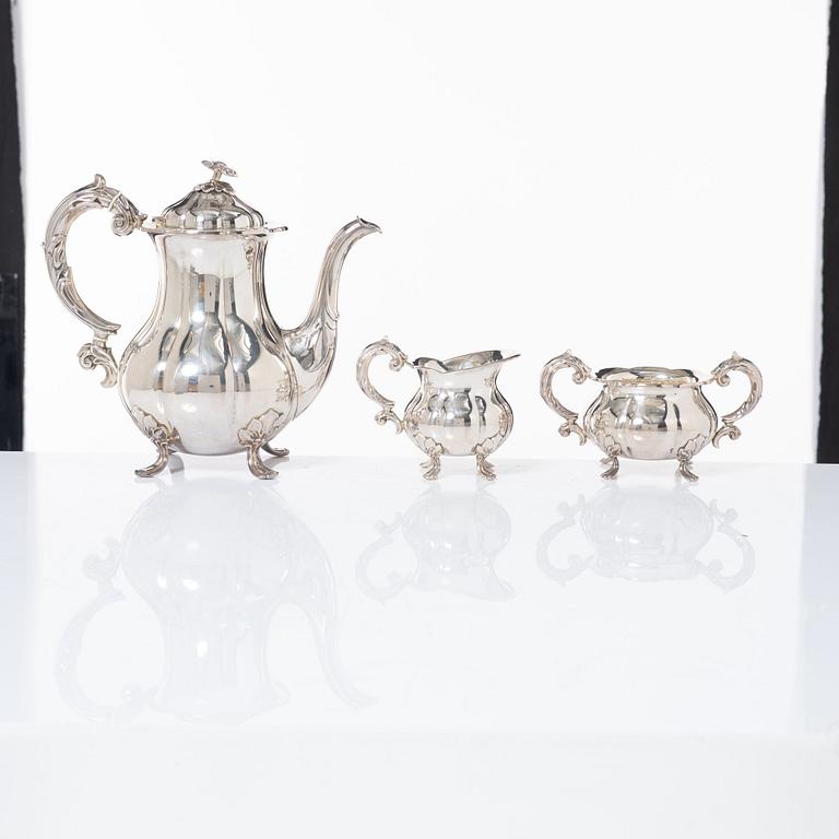 Cohr, kaffeservis, 3 delar, silver, rokokostil, Danmark 1900-tal.