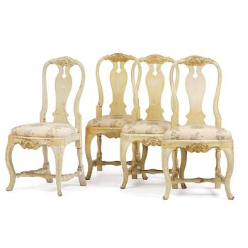 80. A set of four rococo chairs attributed to J. E. Höglander (master  in Stockholm 1777-1813).