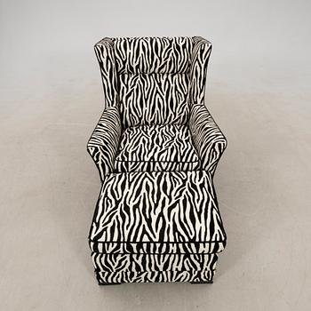 Armchair with footstool, second half of the 20th century.