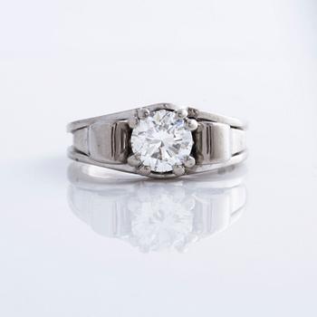 A ca 1.00 cts brilliant cut diamond ring.