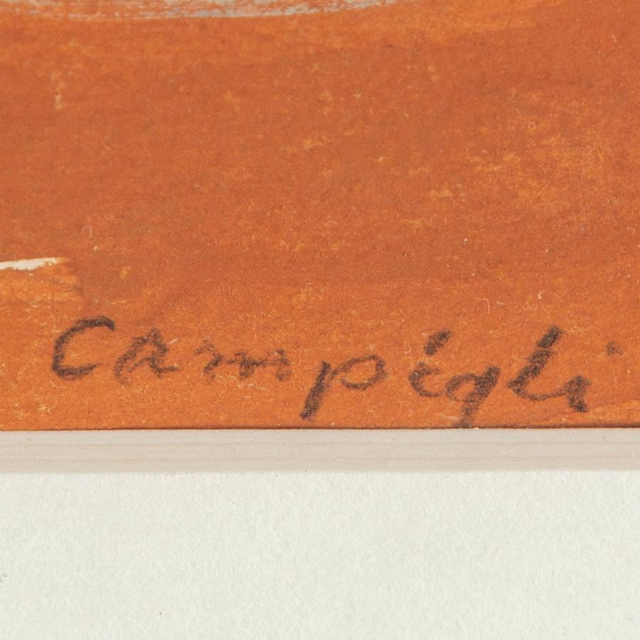 MASSIMO CAMPIGLI, blandteknik på papper, bär senare påförd signatur (okänd).