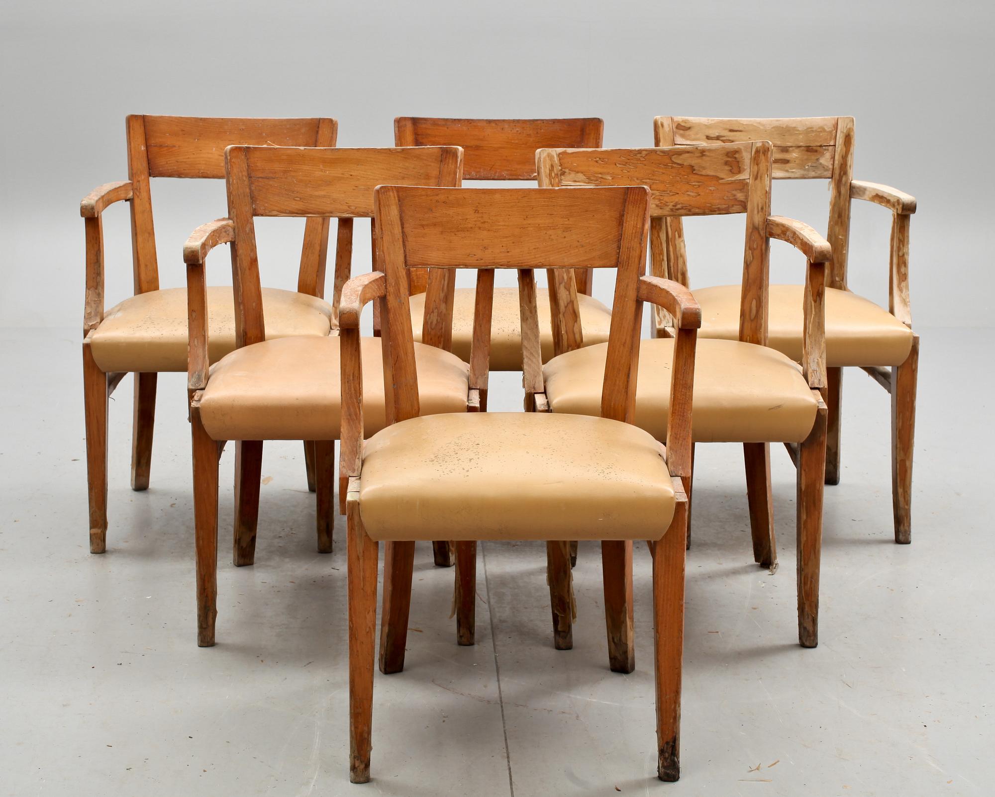 FARTYGSSTOLAR MED KARMAR, 6 st, 1900-talets början.