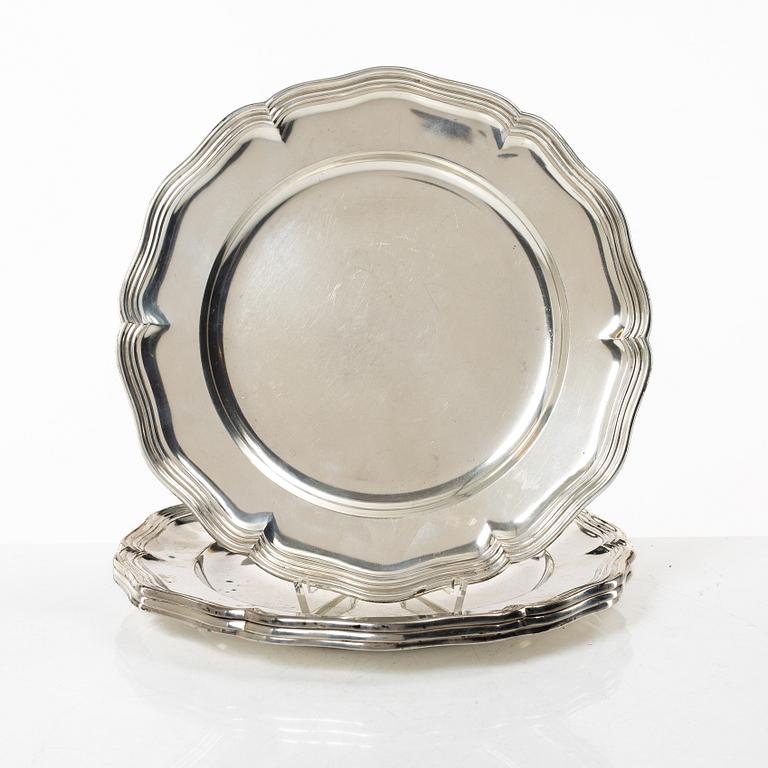 Four silver plates, assayer mark Christian F Heise, Copenhagen, Denmark 1916.