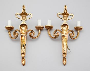 VÄGGAPPLIQUER, 1 par, brons, 1900-talets första hälft.