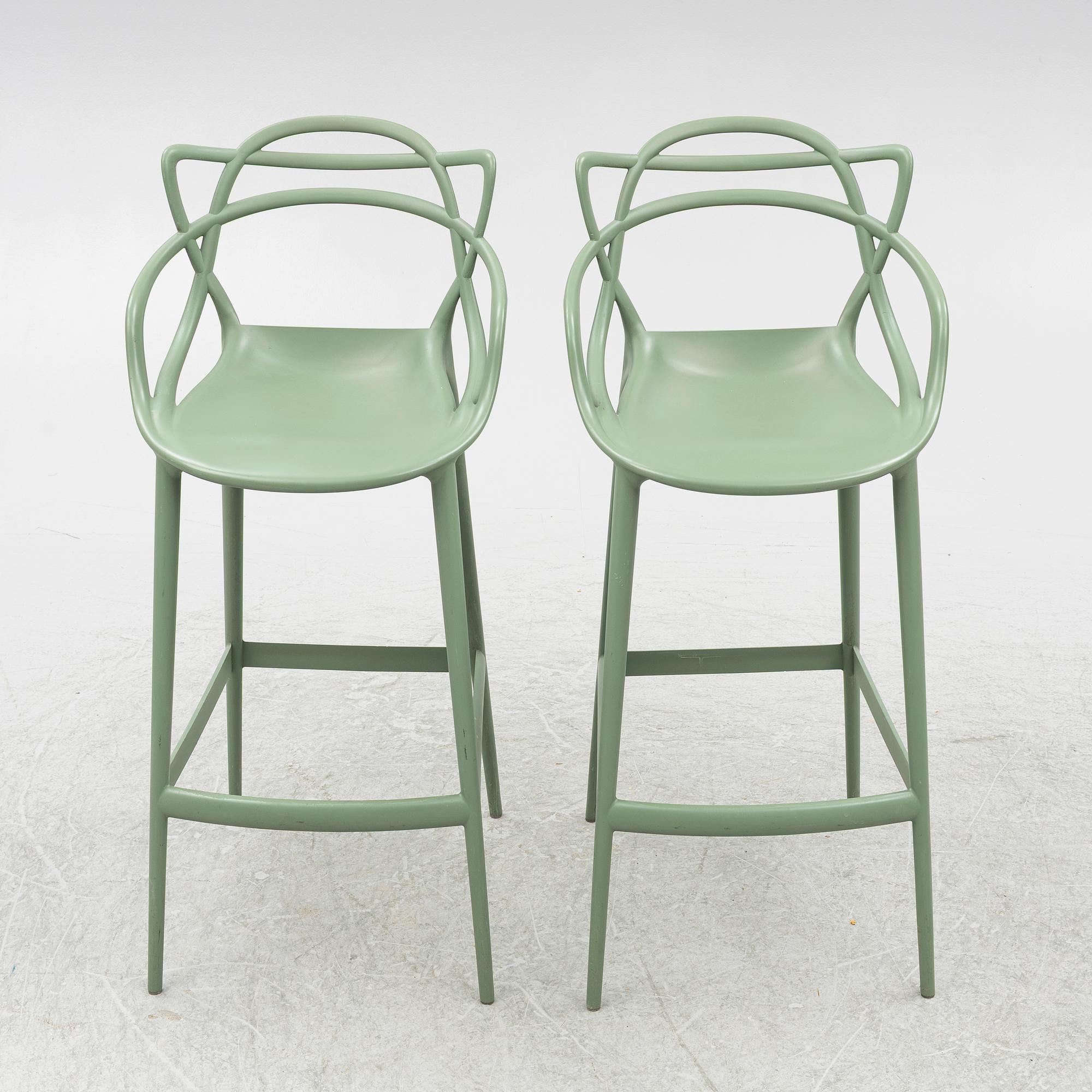 Philippe Starck and Eugeni Quitllet, bar stools, a pair, "Masters stool, Kartell, Italy.