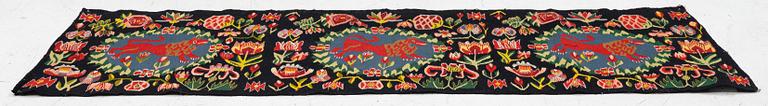 Åkdyna, "Rött Lejon", flamskväv, 140 x 50 cm, sydvästra Skåne, tidigt 1900-tal.