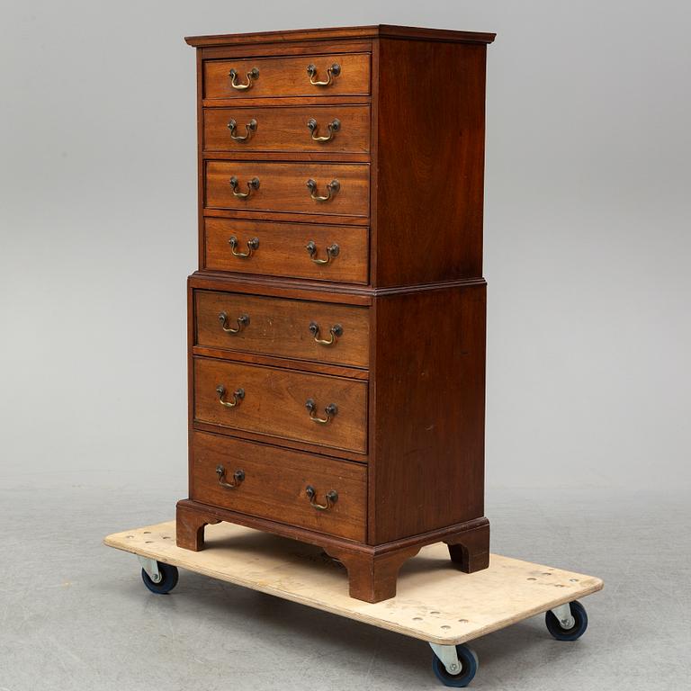 A mahogany 'Tallboy' chest of drawers.