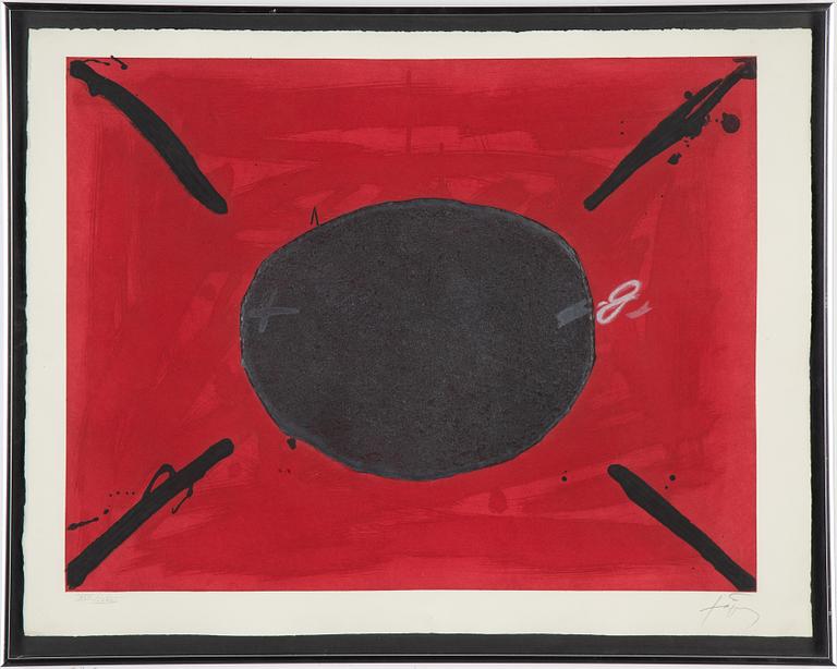 Antoni Tàpies, färgetsning, signerad XLV/LXXXII.