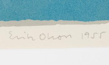 ERIK OLSON, 2 st, färglitografier, signerade och daterade 1955, numrerade 231/260 samt 42/250.