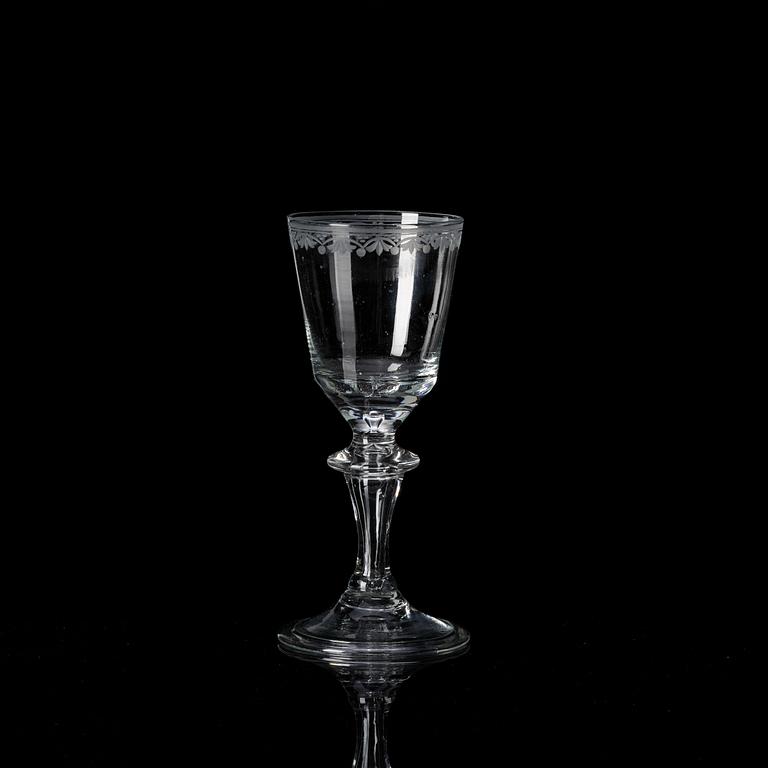 A set of six wine goblets, Germany, 18th century.