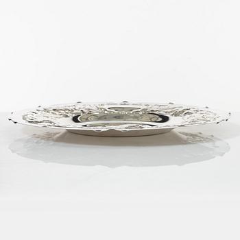 A Swedish silver plate, mark of Guldsmedsaktuebolaget, Stockholm 1951. Barock style.