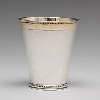 A Swedish early 18th century parcel-gilt silver beaker, mark of Augustinus Rudman, Gavle (1696-1746).