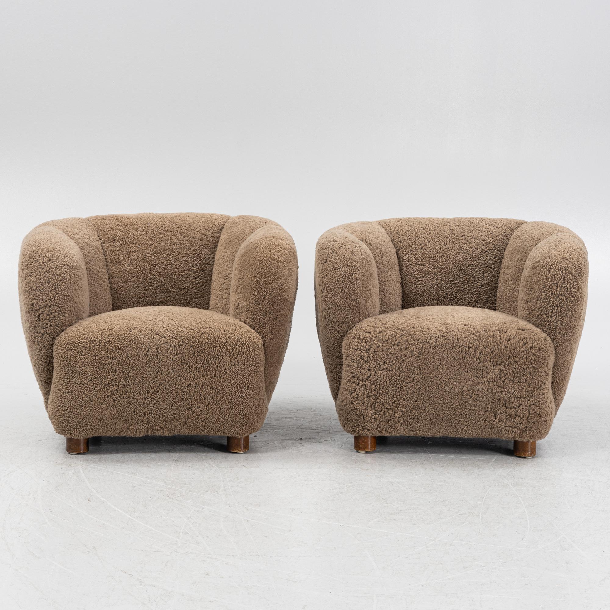 Swedish Modern, a pair of armchairs, mid 20th century.