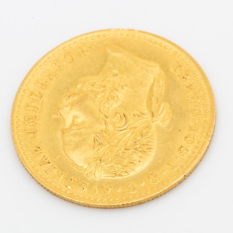 Two Austrian 1 ducat gold coins, Franz Joseph I, 1915.