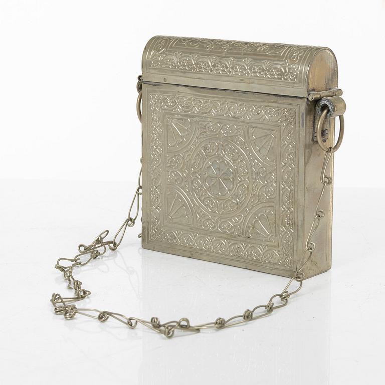 A silver plated Quran case, Noth Africa, circa 1900.