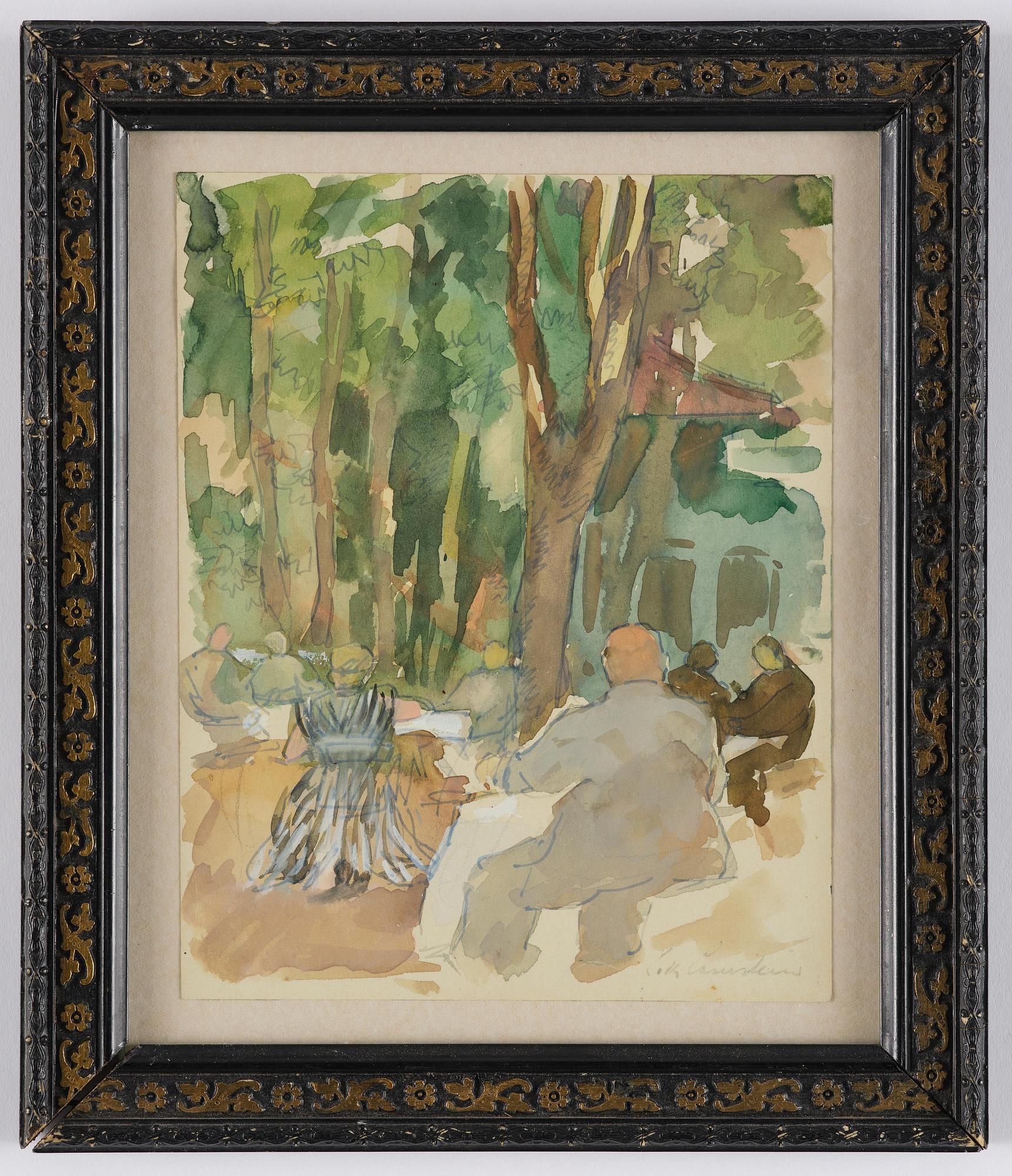 Lotte Laserstein, Café scene under the trees.