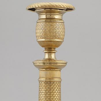 LJUSSTAKE, förgylld brons, empire, Frankrike, 1800-talets början.