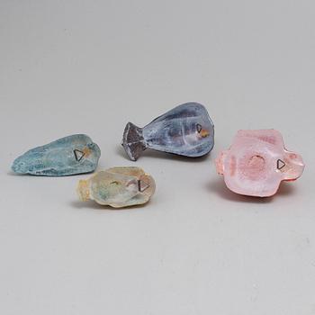 KJELL ENGMAN, väggskulpturer, 4 st, glas, Kosta Boda.