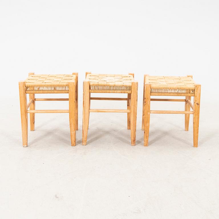A set of three Danish 1970/80s pine stools.