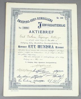 AKTIEBREV 4 st SAMT OBLIGATION, Ryssland och Sverige, 1893-1914.