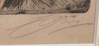 Anders Zorn, a signed etching from 1899.