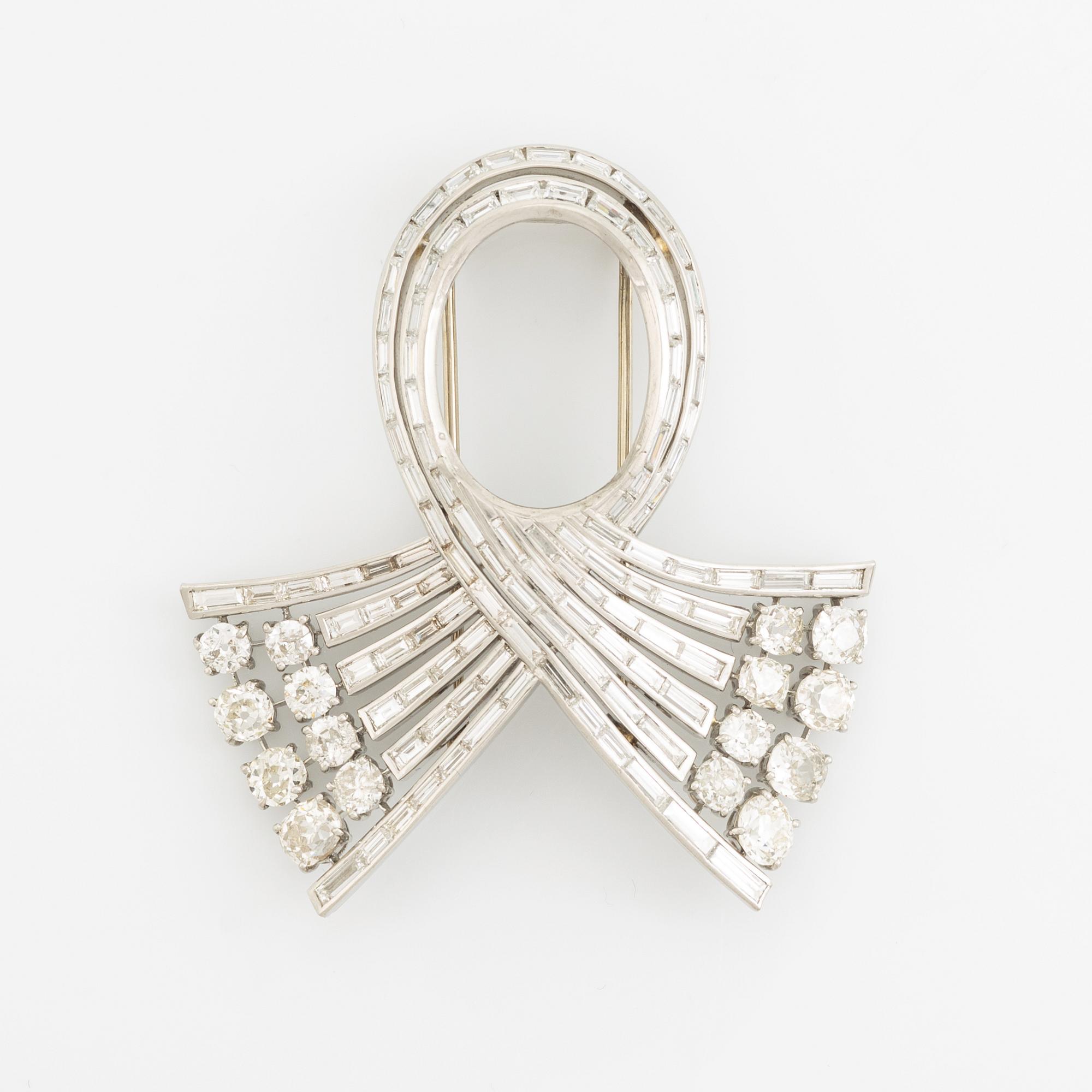 Platinum and diamond brooch.