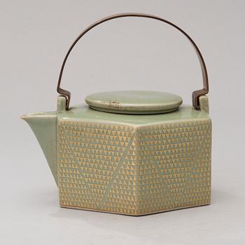 A stoneware 'Six-sided' teapot for Rörstrand, Sweden.