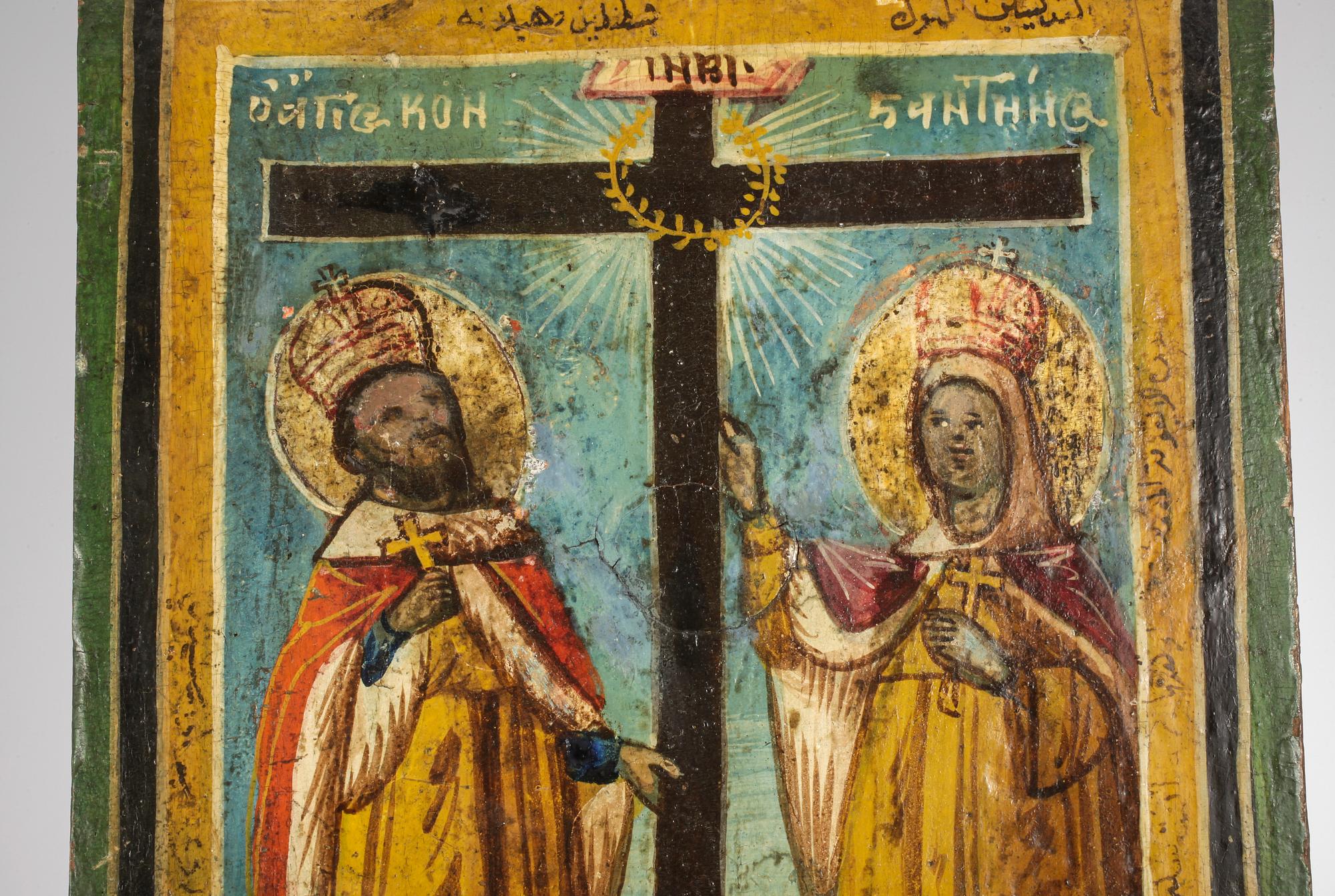IKON, träpannå, sannolikt grekisk koptisk, 1800/1900-tal.
