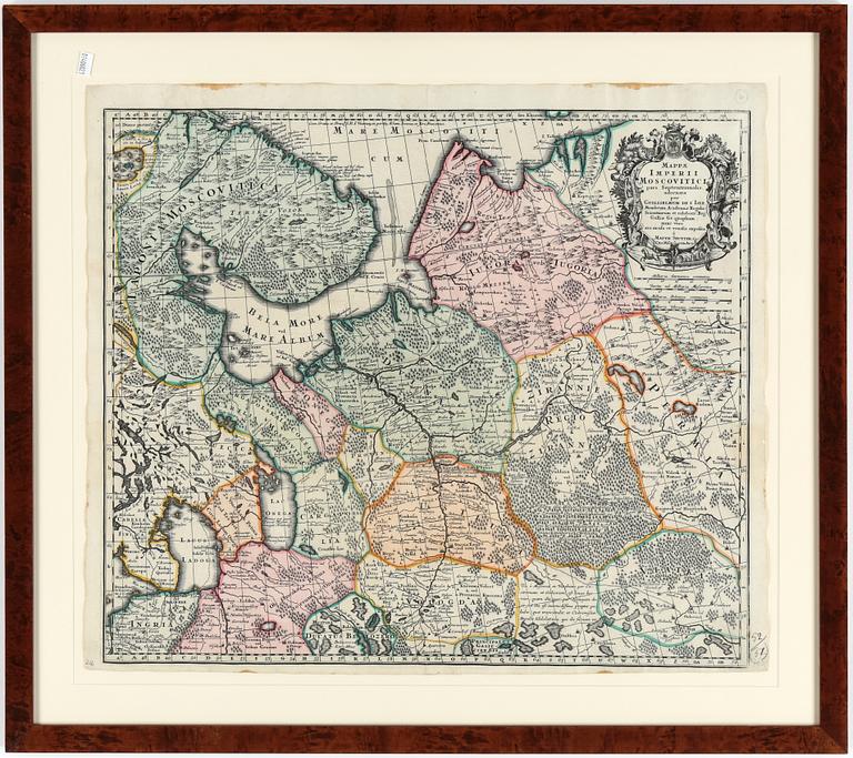 KARTA, kopparstick, "Mappae Imperii Moscovitici...", Seutter, 1700-tal.