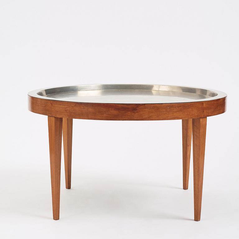 Josef Frank, a pewter top walnut table, model 2110, Svenskt Tenn Sweden, Mid 20th C. The table was designed in 1947.