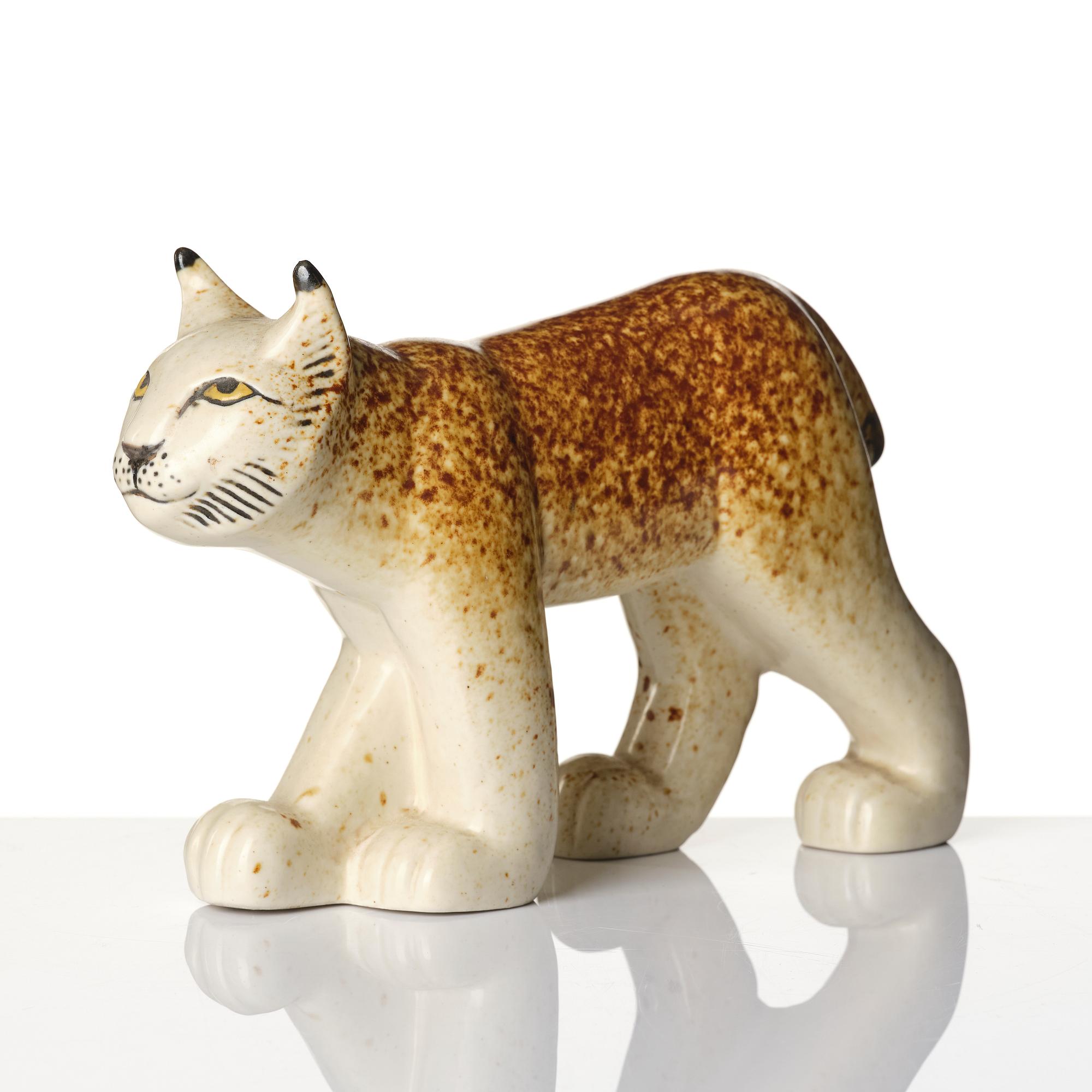 Lisa Larson, Figure, Lynx, stoneware, Gustavsberg for the Nordic Company/WWF.