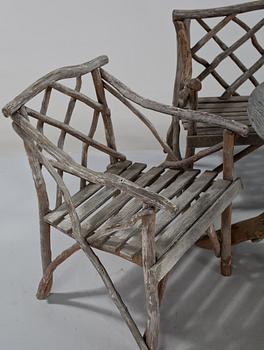 TRÄDGÅRDSGRUPP, 4 delar, s k grenmöbel, 1900-tal.
