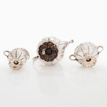 A three-piece silver coffee set, Kultakeskus Hämeenlinna, 1957-1961.