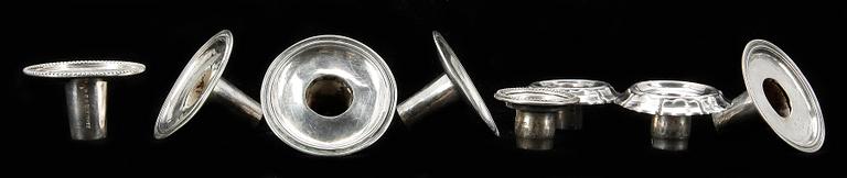 PARTI LJUSHATTAR, 9 st, silver, GAB, C G Hallberg mfl. 1800-1900-tal. Total vikt ca 271 g.