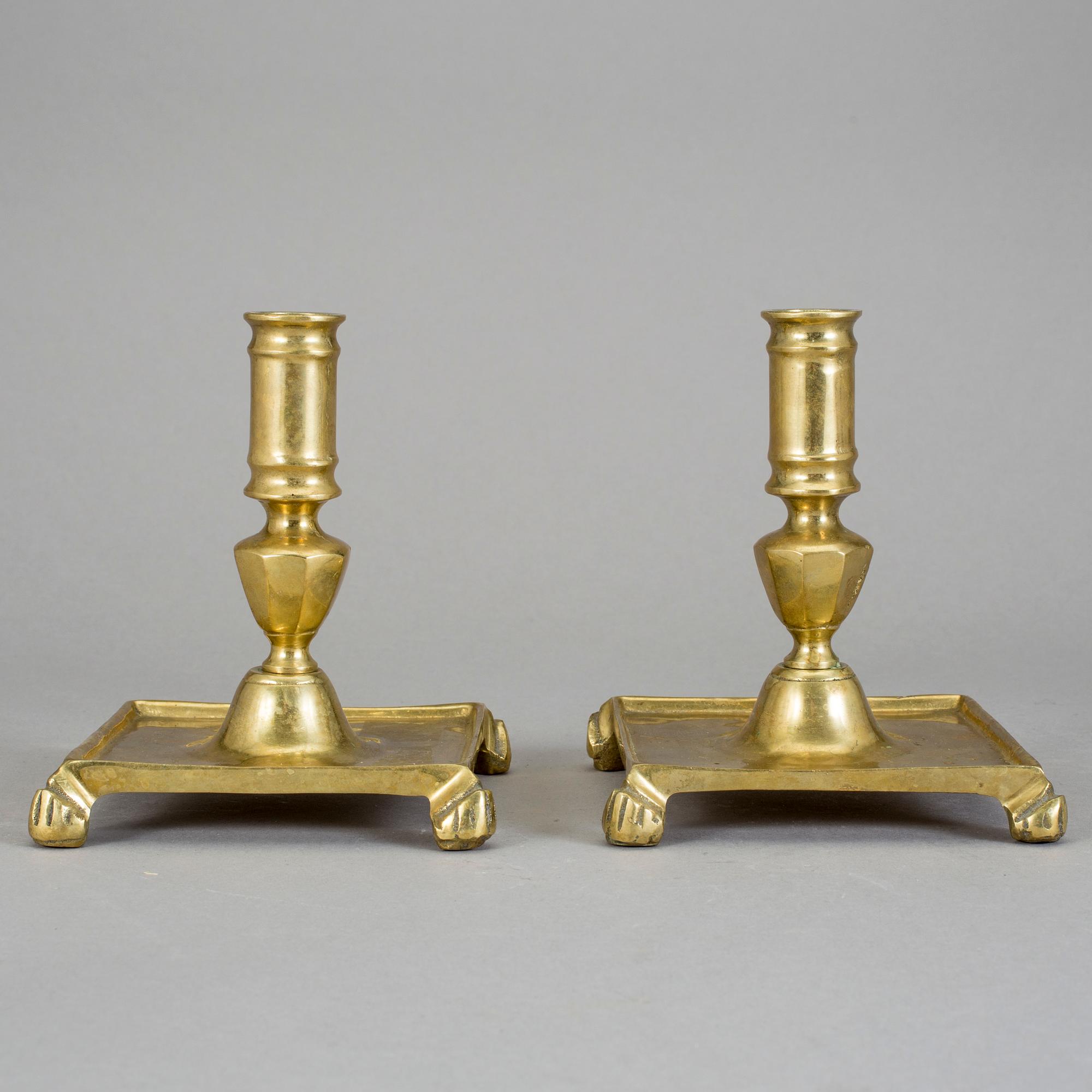 LJUSSTAKAR, ett par, mässing, 1800/1900-tal.