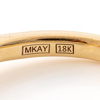 Mary Kay ring, 18K gold with a pink stone and white stones.