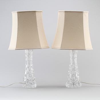 BORDSLAMPOR, 1 par, glas, Carl Fagerlund, Orrefors.