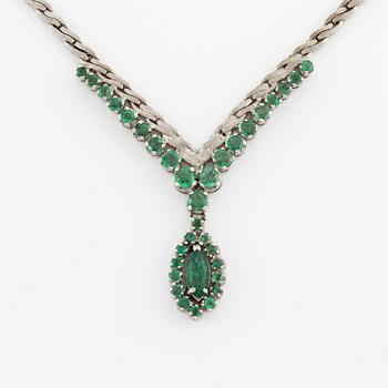Necklace, 18K white gold with emeralds, Italy.