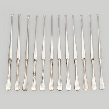 Lobster forks, 12 pcs, silver and steel, W & S Sørensen Denmark.
